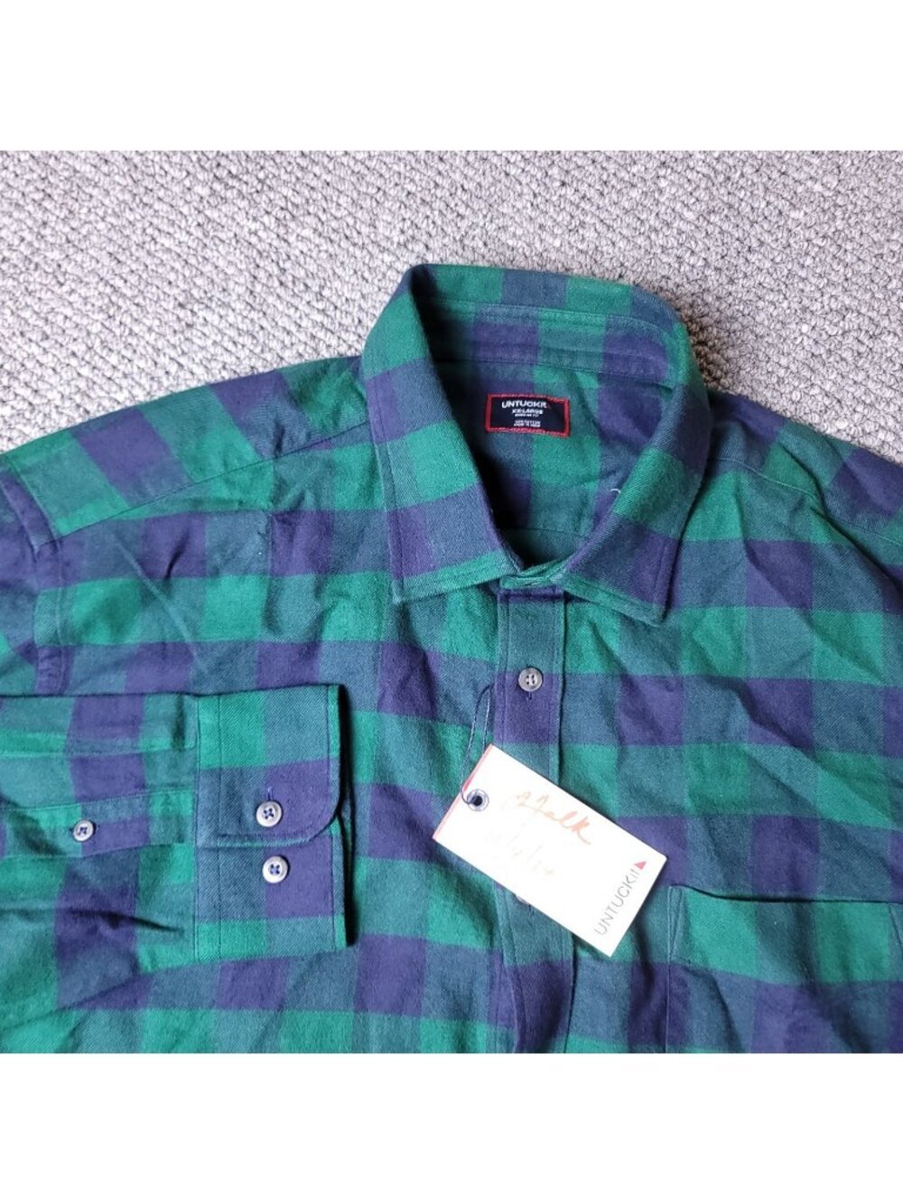 UNTUCKit Barrelstone Flannel Shirt Mens 2XL Green Plaid Button Long Sleeve